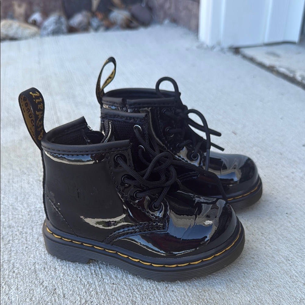 Dr. Martens Black Patent Leather Combat Boots